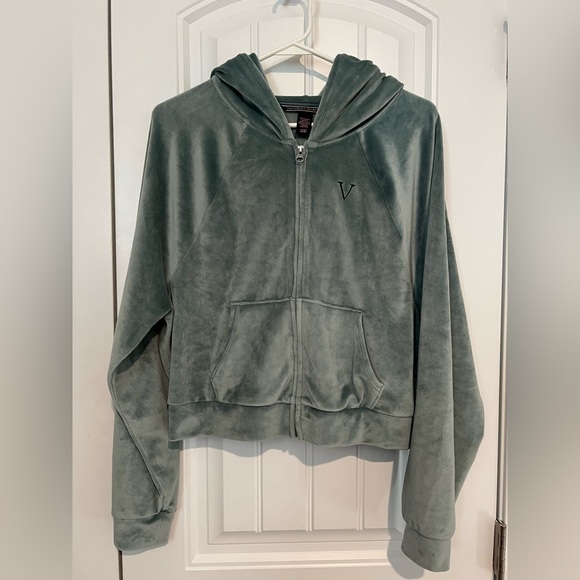 Victoria’s Secret Velour Zip-Up Hoodie Jacket Green Size Small - Picture 4 of 6